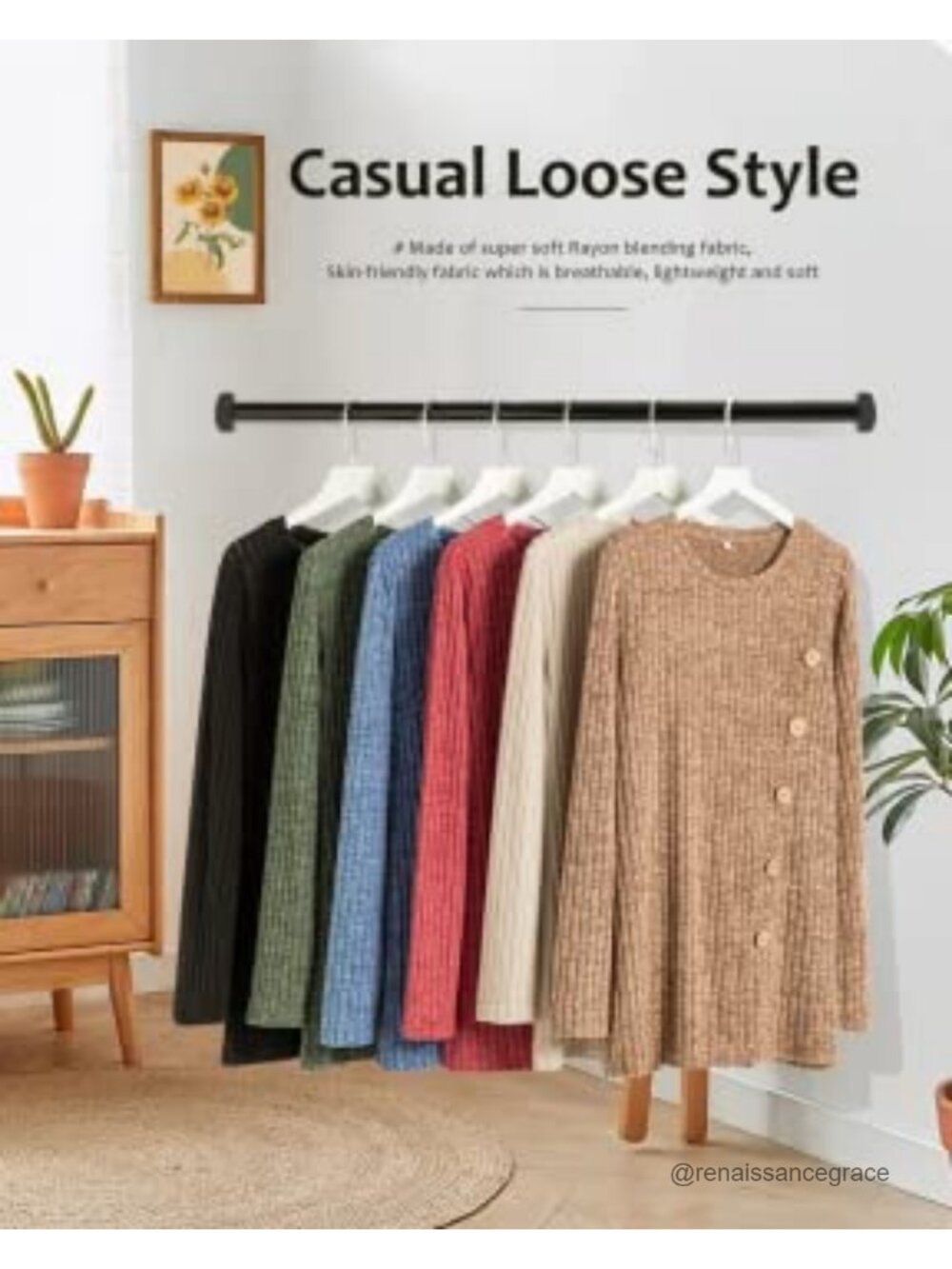 Womens Long Sleeve Crew Neck Lightweight Sweater Loose Casual Tunic Top - Picture 4 of 6
